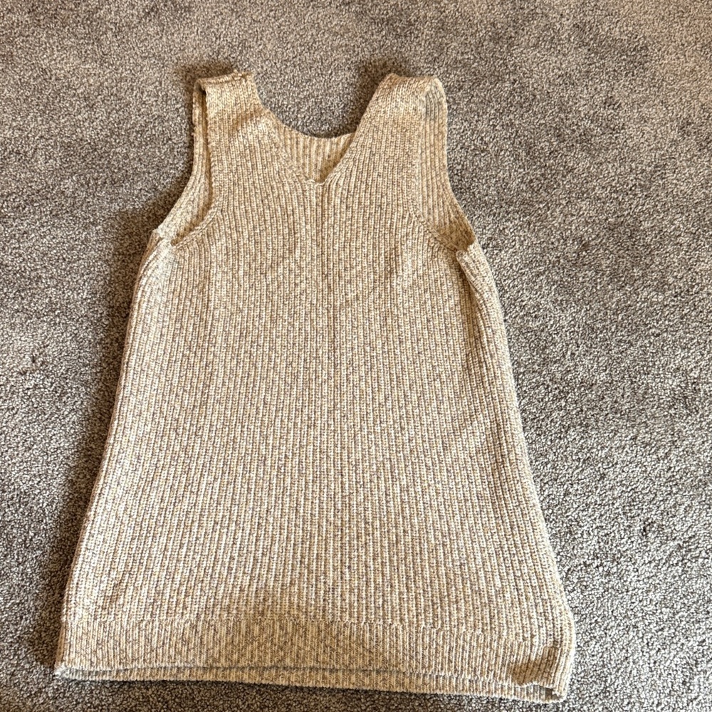 Loft Sleeveless Ribbed Knit Top- Cream